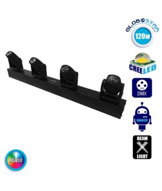 Επαγγελματική Κινούμενη Ρομποτική Κεφαλή Τεσσάρων Κεφαλών 4x10W Lumi Engin Beam CREE LED 120W 230V 8° DMX512 RGBW GloboStar 51121